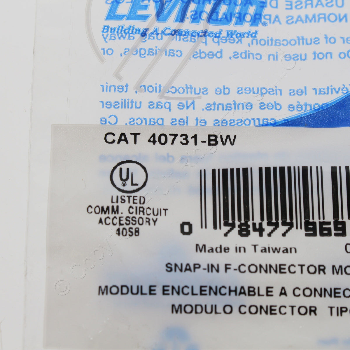 Leviton 40731-BW White Quickport F-Type Coax Cable Connector Jack Insert 10-Pack