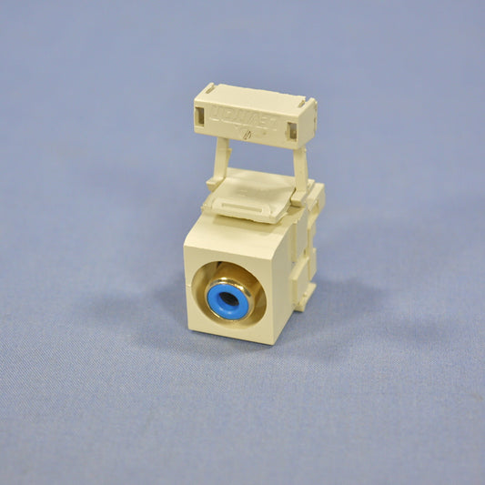 Leviton Quickport Ivory RCA Stereo Audio Gold Jack Blue Stripe 110 40735-RLI
