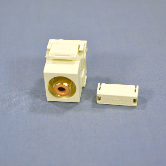 Leviton Quickport Almond RCA Stereo Audio Gold Jack Orange Stripe 40735-ROA
