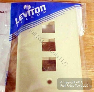Leviton 40803-BI Ivory Quickport 1-Gang 3-Port Modular Wallplates Covers 10-Pack