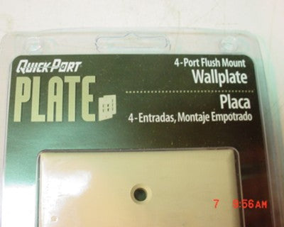 Leviton 40804-BA Ivory 1-Gang Flush Mount 4-Port Quickport Wallplate Covers