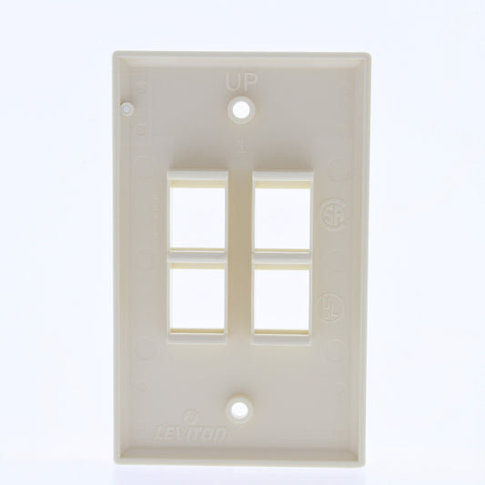 Leviton 40804-BA Ivory 1-Gang Flush Mount 4-Port Quickport Wallplate Covers
