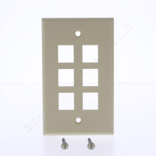 Leviton 40806-ICP Ivory Quickport 6-Port 1-Gang Wallplates 5-Pack