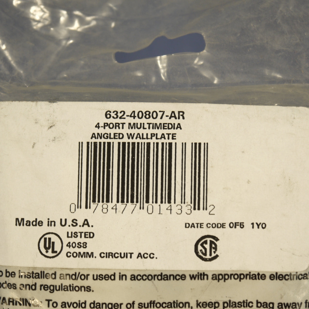 Leviton Almond Quickport Angled 1-Gang Labeled 4-Port Wallplate Cover 40807-AR