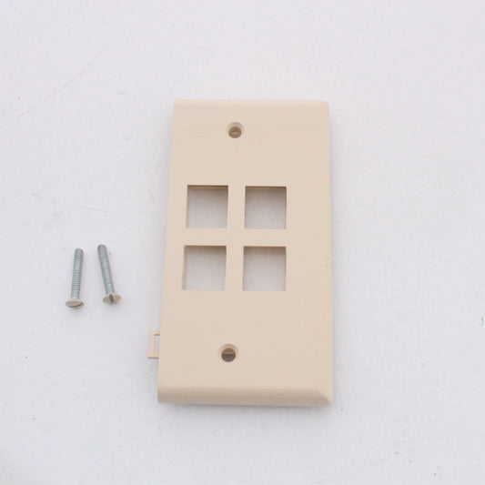Leviton 40814-I Ivory 1-Gang Quickport 4-Port Data Section Nylon Wallplate Cover