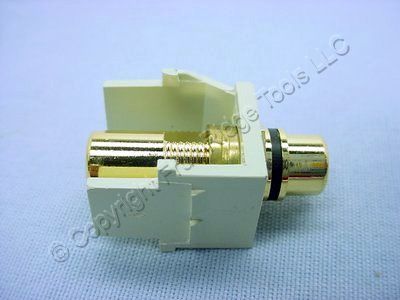 10 Leviton Almond Quickport Stereo RCA Jacks Gold White Stripe 40830-BAE
