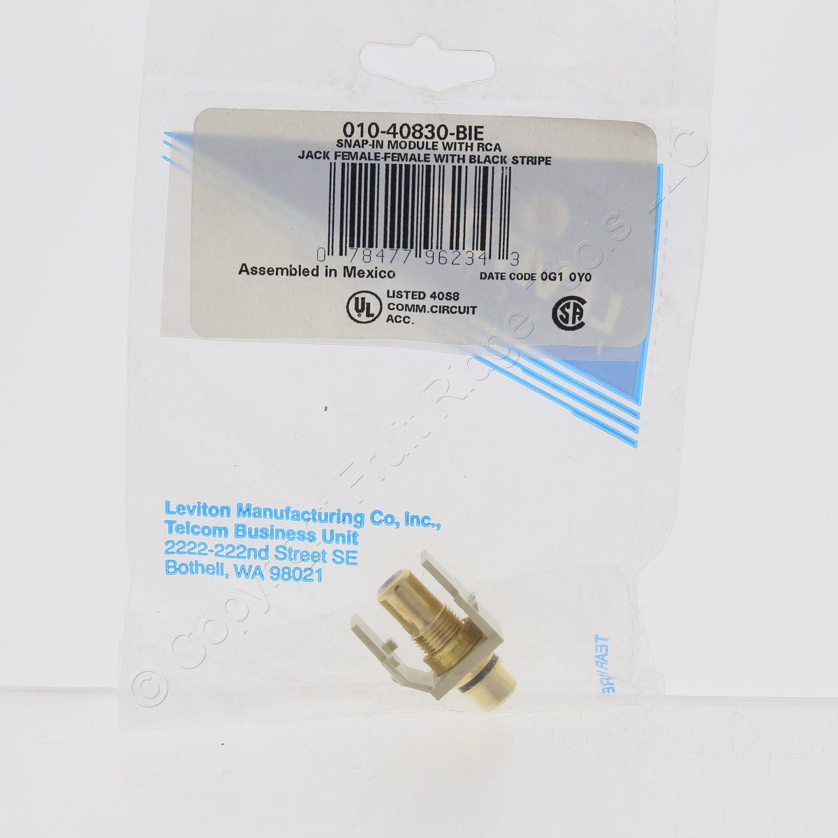 10 Leviton Ivory Quickport Stereo RCA Jacks Gold Plated Black Stripe 40830-BIE