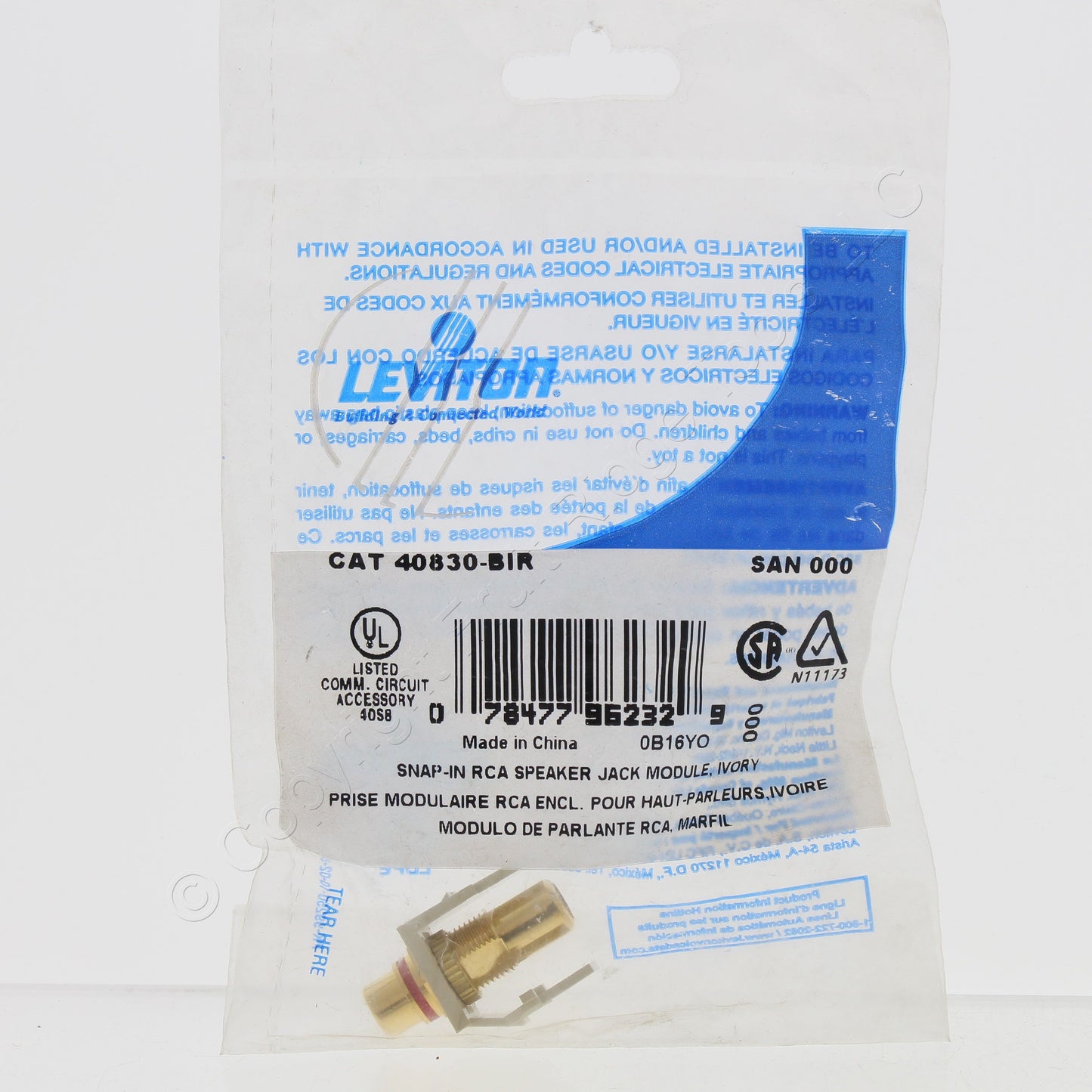 10 Leviton Ivory Quickport Stereo RCA Jacks Gold Plated Red Stripe 40830-BIR