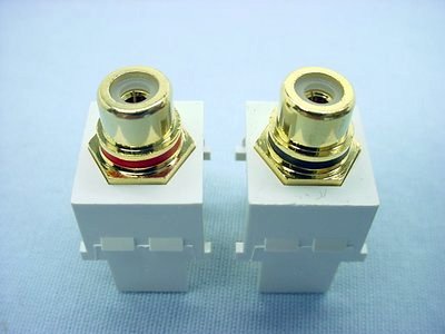 Leviton 40830-W White Quickport Stereo RCA Jacks Gold Black & Red Striped 5 Pair