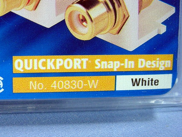 1 Pair Leviton White Quickport Audio Stereo RCA Jacks Gold Plated 40830-W