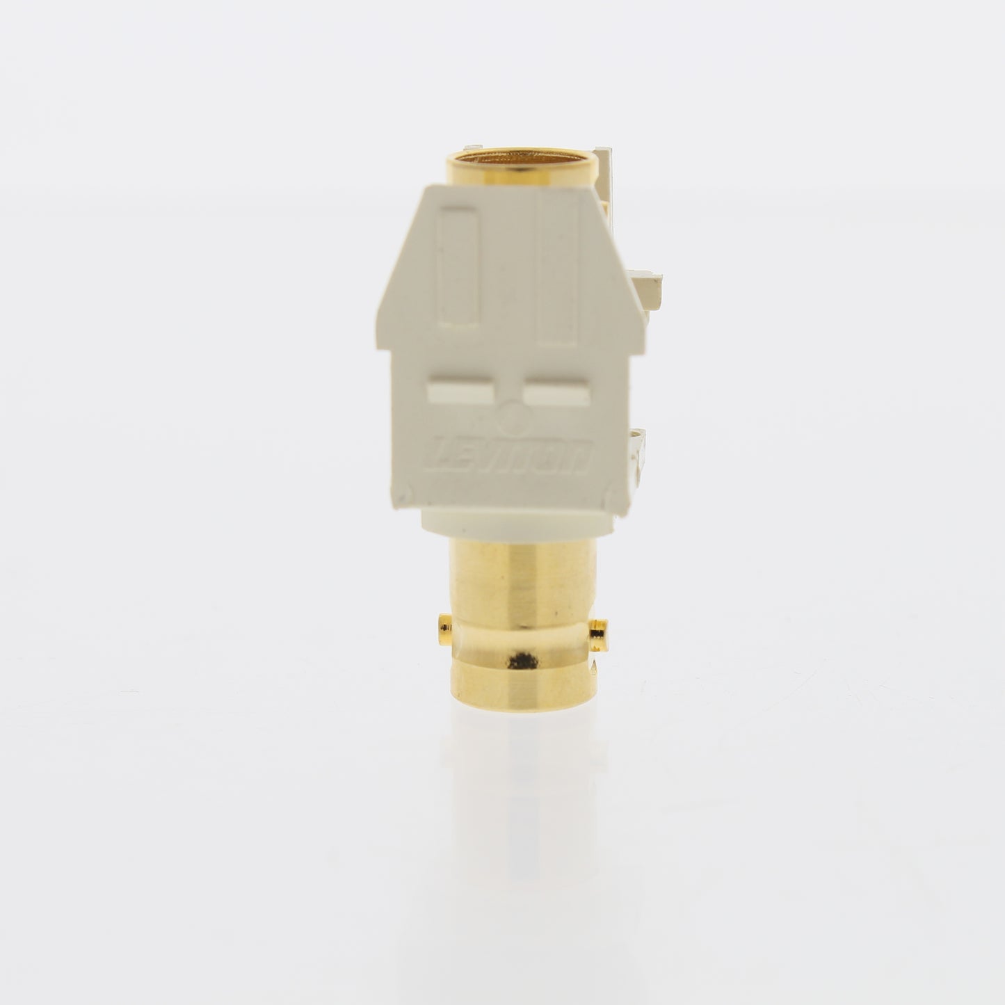 Leviton 40832-AR Almond Gold-Plated Quickport Feedthrough Female BNC 50 Ohm Jack