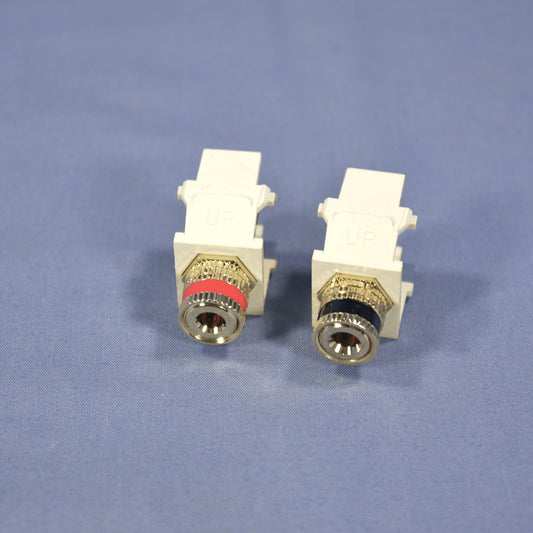 Pair Leviton Almond Quickport Stereo Audio Speaker Binding Post Jacks 40833-A