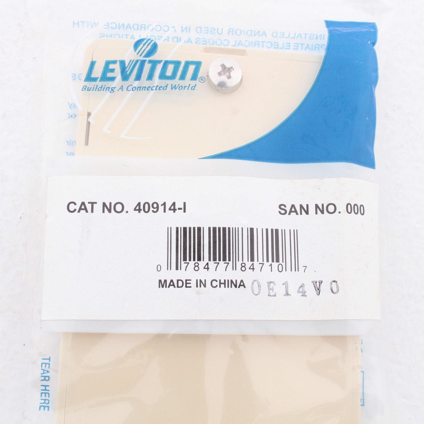 Leviton 40914-I Ivory 4-Wire 1-Line Wall Phone Mounting Plate Telephone Jack