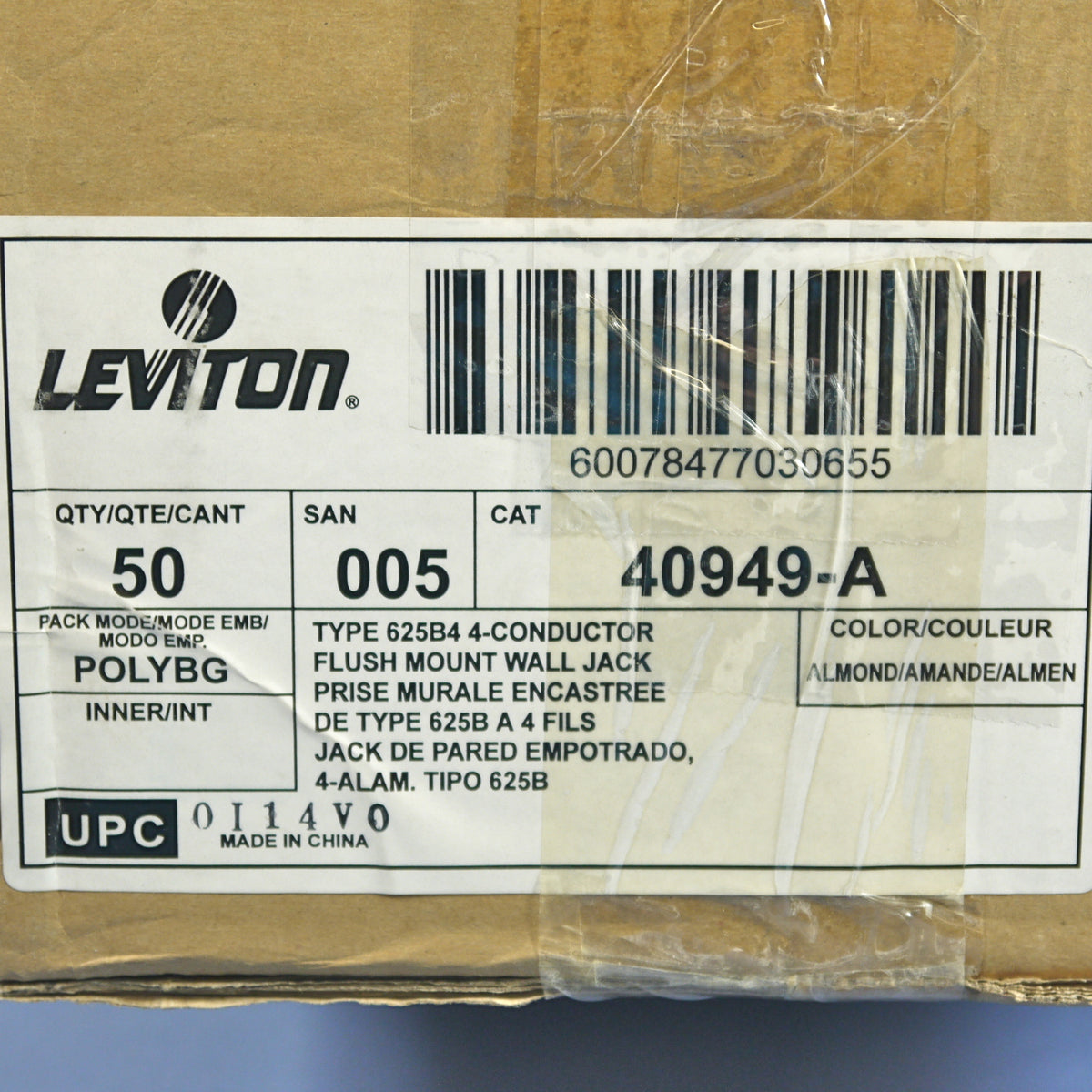 50 Leviton Almond Flush Mount Telephone Jack Wallplates 6P4C Type 625B4 40949-A