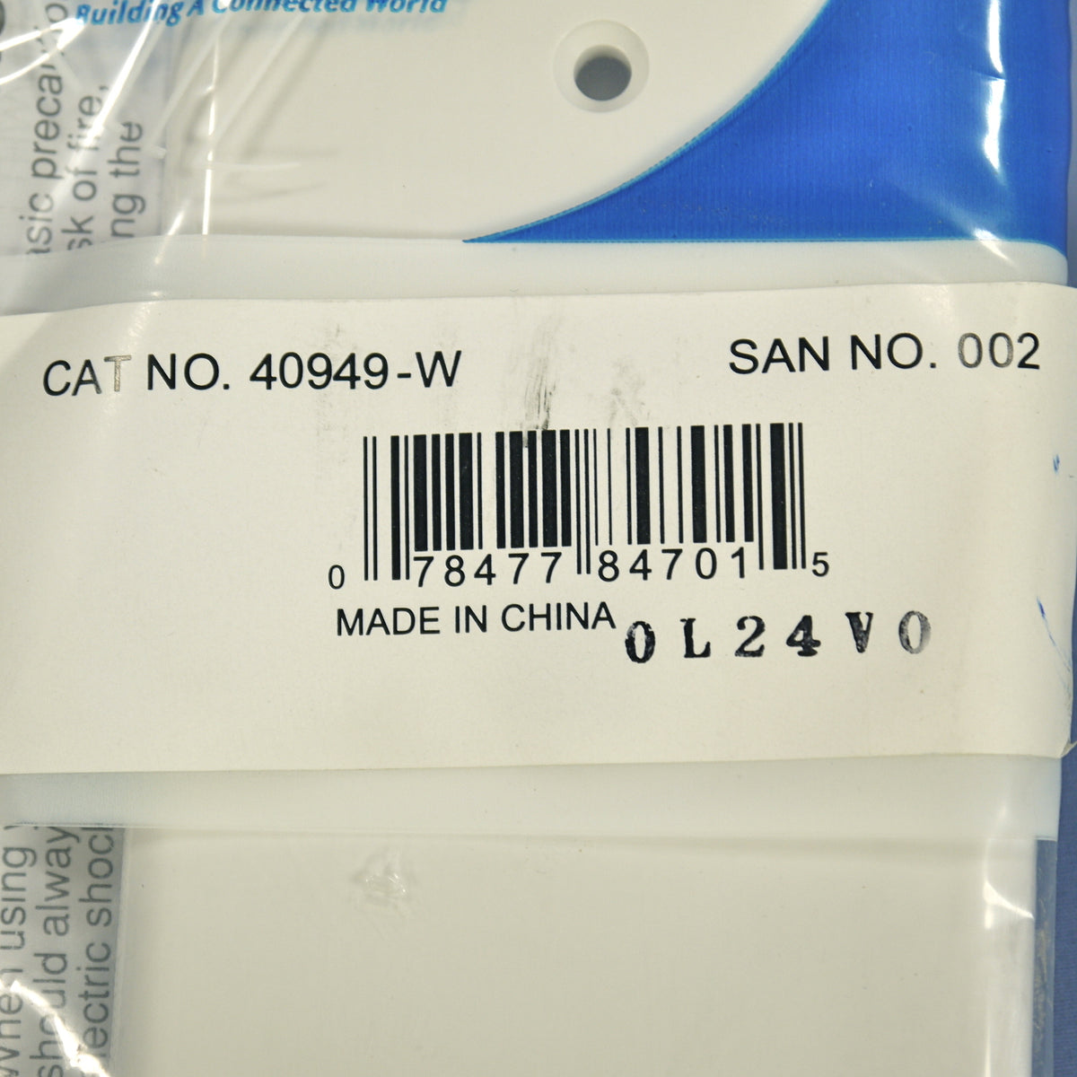 Leviton White Residential 1G Telephone Jack Wallplate 6P4C Type 625B4 40949-W