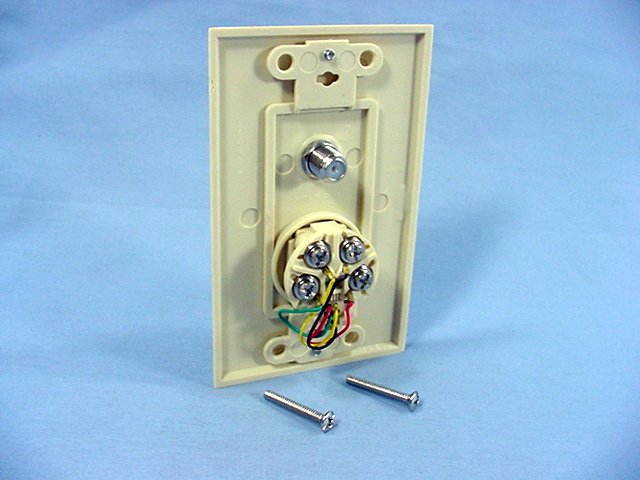 Leviton 40959-ID Ivory 1-Gang Phone Jack F Connector Unbreakable Wallplate Cover
