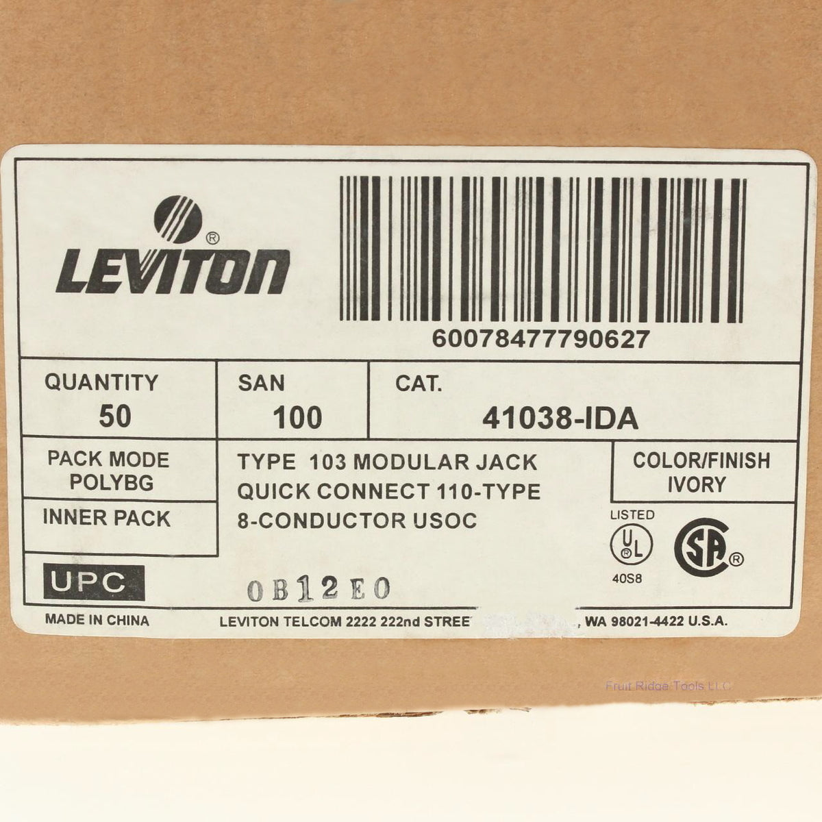50 Leviton Ivory Surface Mount Modular Phone Jack Type 103 110 8-Wire 41038-IDA