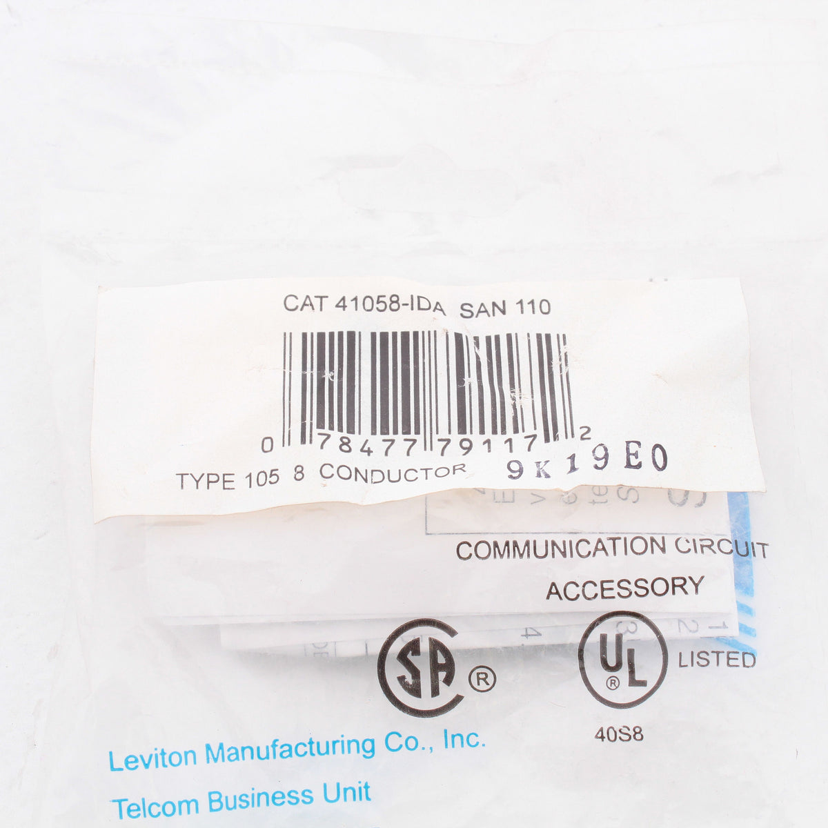 Leviton Ivory Wallplate 110-Type Telephone 8-Wire T568B Cat 3 WECO 41058-IDA