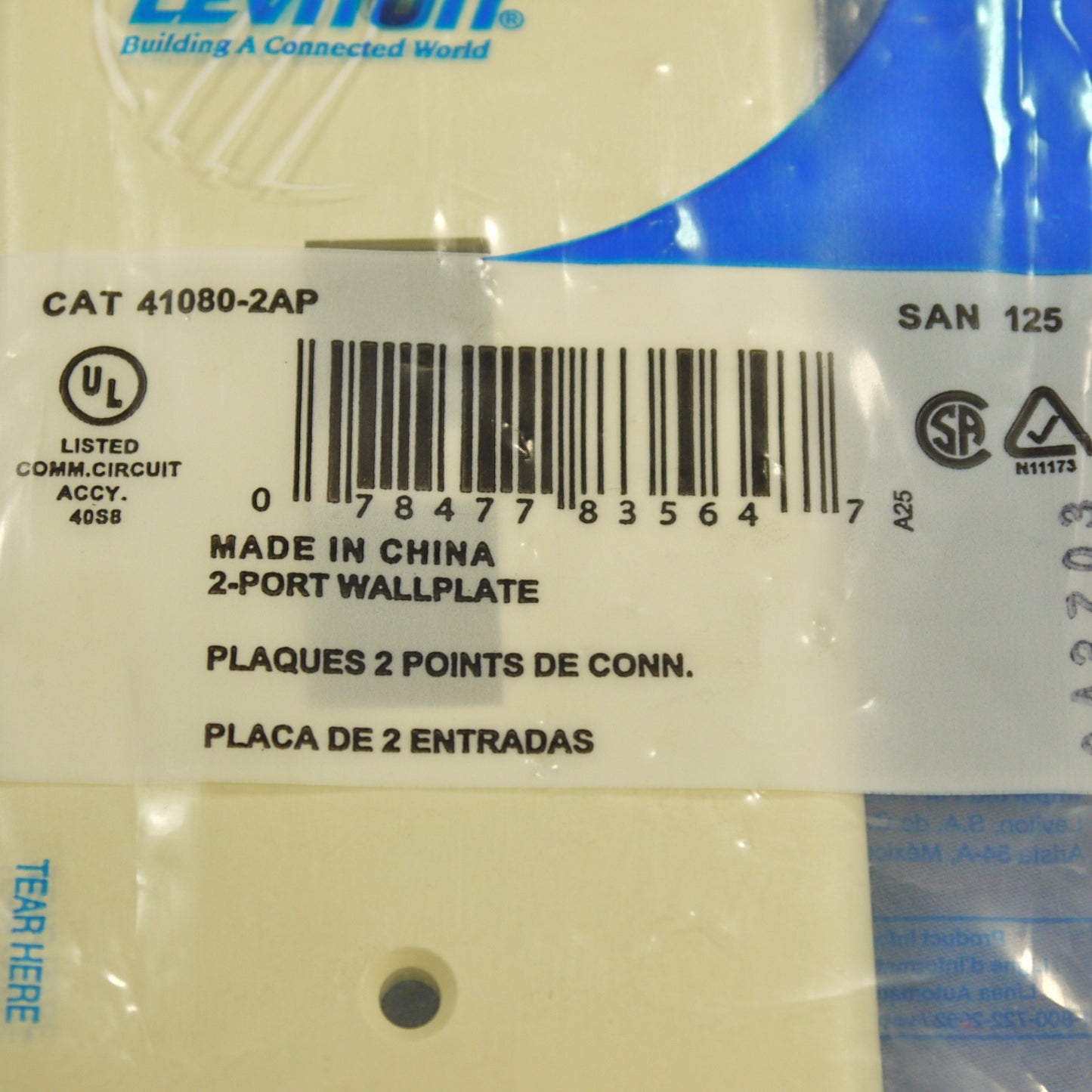 Leviton 41080-2AP Almond 2-Gang 2-Quickort Unbreakable Standard Wallplate Cover