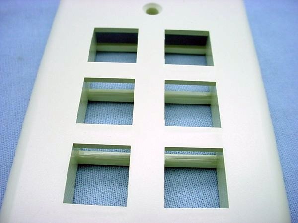 Leviton 41080-6AP Almond 1-Gang 6-Quickport Unbreakable Standard Wallplate Cover