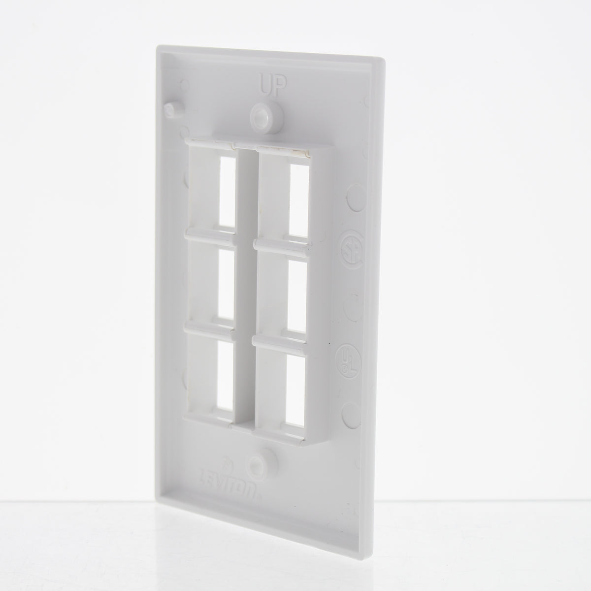 Leviton 41080-6WP White 1-Gang 6-Port Unbreakable Nylon Standard Wallplate Cover
