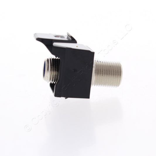 STYLE Leviton Black Quickport F-Type Coax Cable Jack 75-Ohm w/ Blue Center