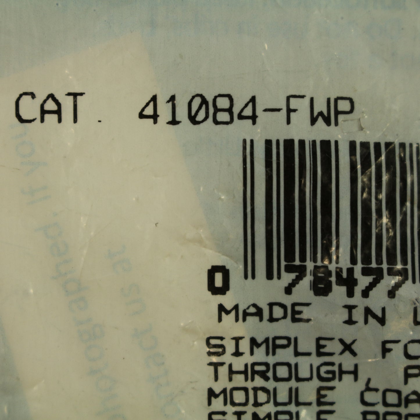 Leviton 41084-FWP White Quickport Snap-In Simplex FC Fiber Optic Jack SM/MM