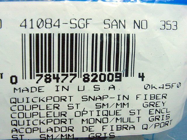 Leviton 41084-SGF Gray Quickport Fiber Optic ST Connector Jack Phosphor Bronze