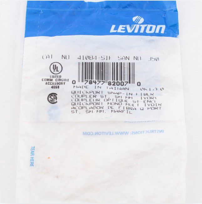 Leviton Ivory Quickport Fiber Optic ST Connector Jack Phosphor Bronze 41084-SIF