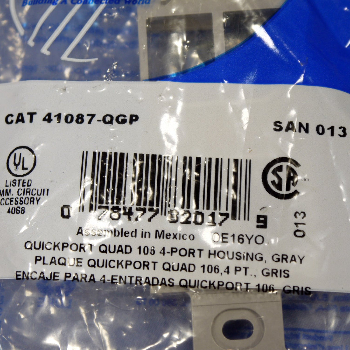 Leviton Gray Quickport 1-Gang 4-Port Duplex Wallplate Quad 106 Insert 41087-QGP