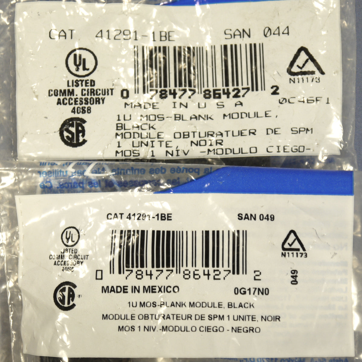 Leviton 41291-1BE Black 1-Unit MOS Blank Filler Wallplate Insert Covers 2-Pack