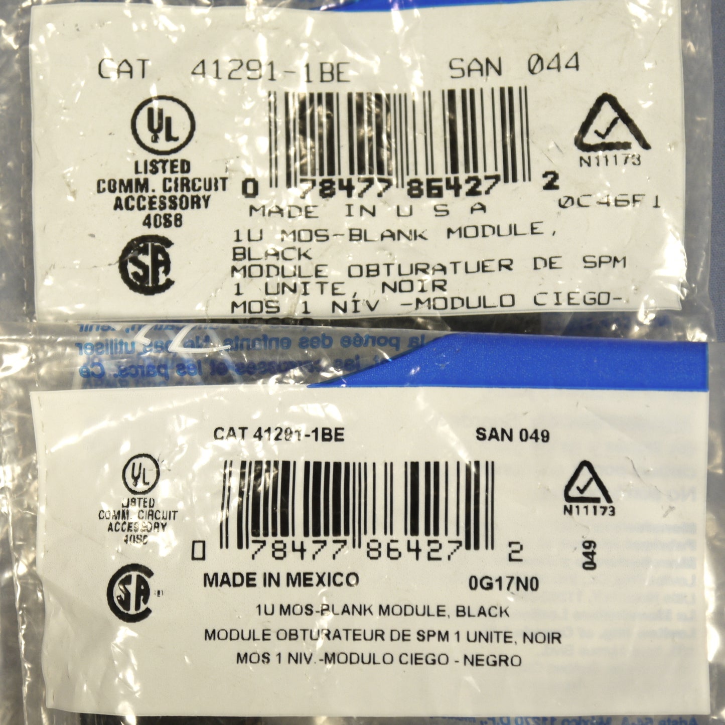 Leviton 41291-1BE Black 1-Unit MOS Blank Filler Wallplate Insert Covers 2-Pack