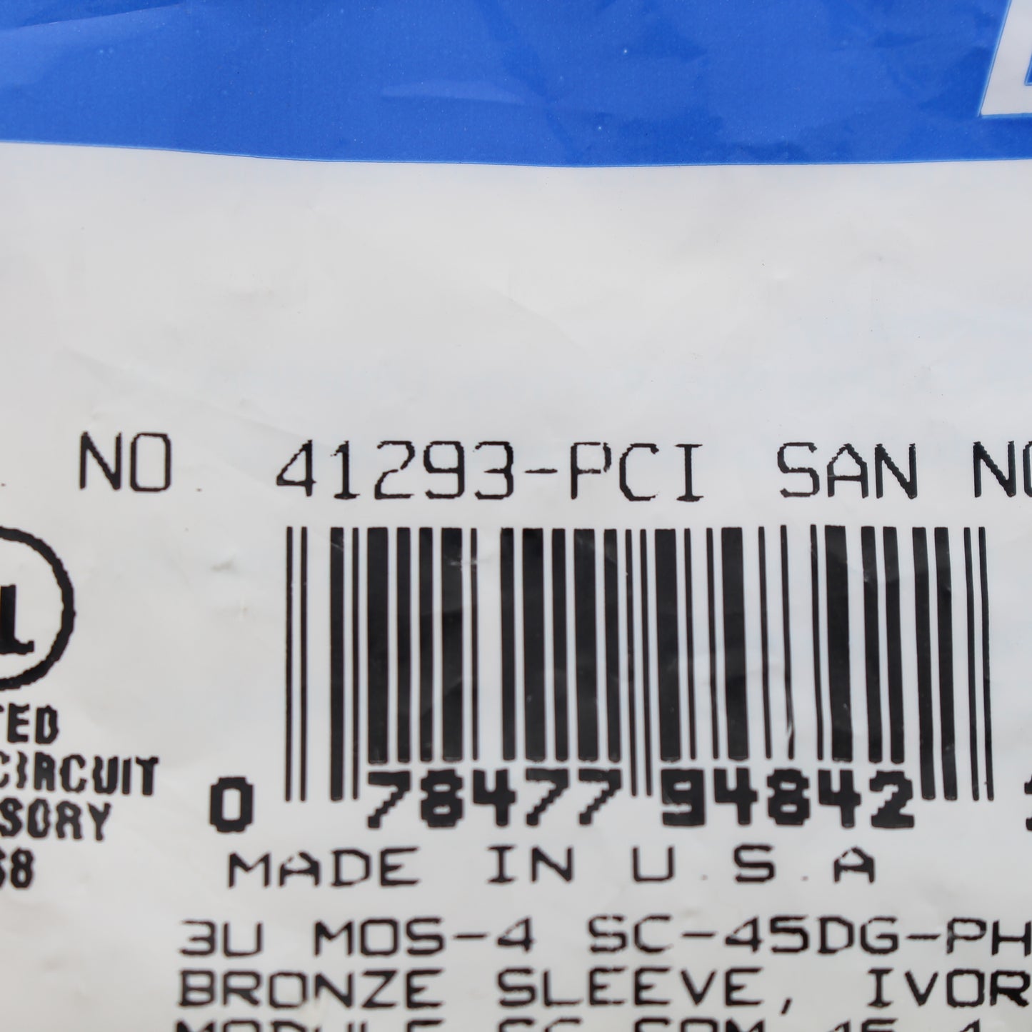 Leviton 41293-PCI Ivory 3U MOS-4 SC-45DG-PHOS Bronze Sleeve