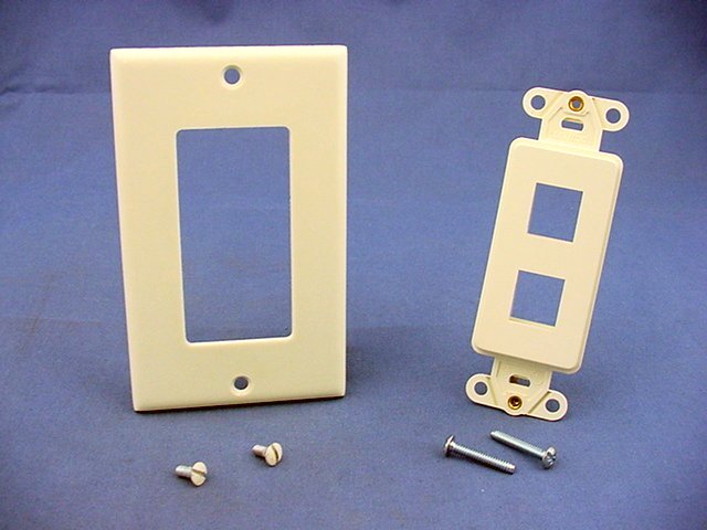 Leviton 41642-A Almond 1-Gang 2-Port Unbreakable Decora Insert Wallplate Cover