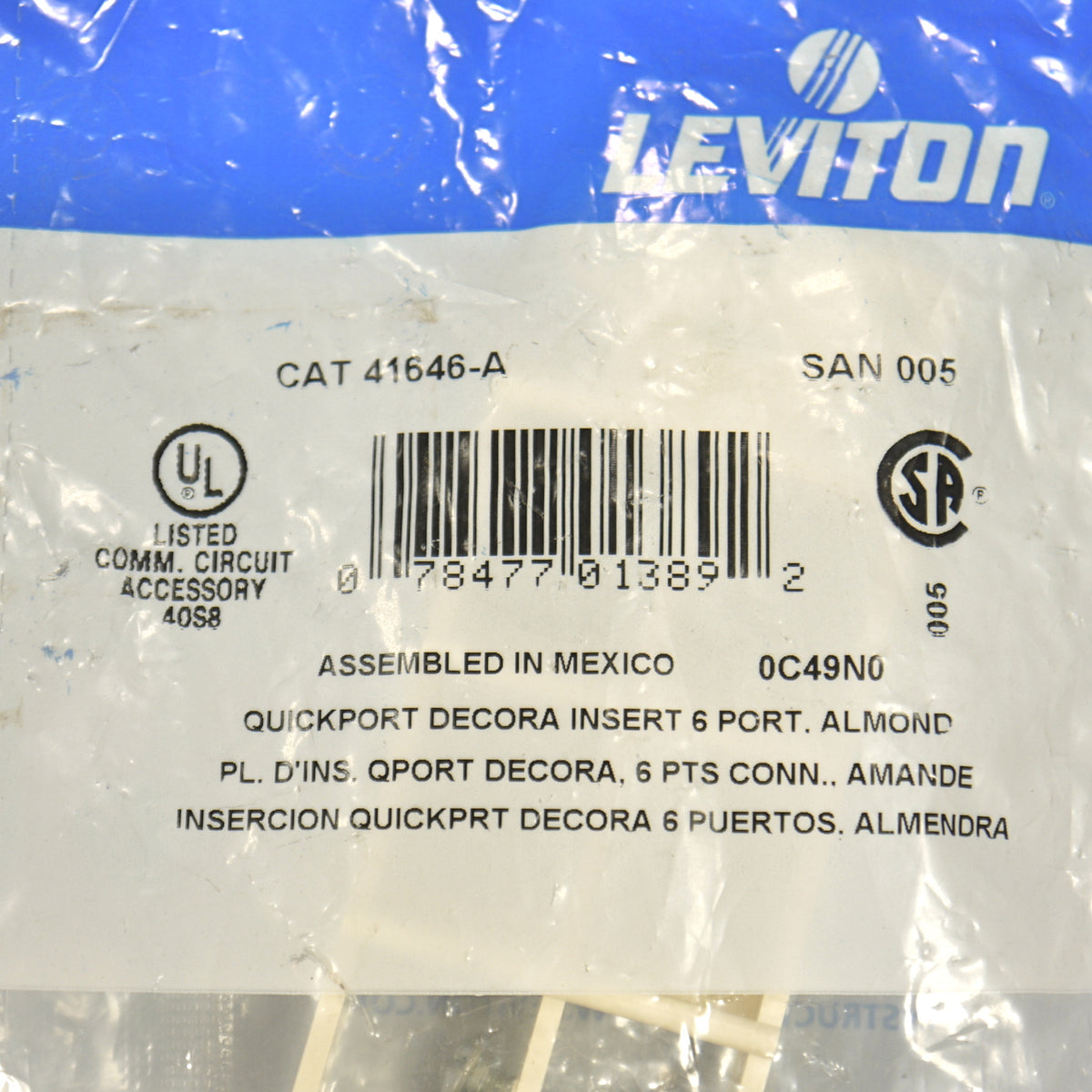 Leviton Almond 1-Gang 6-Port Decora Quickport Insert w/ Wallplate Cover 41646-A
