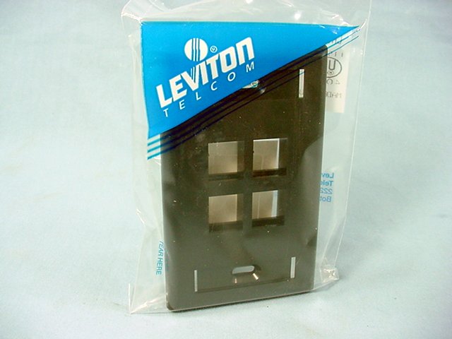 Leviton Black Quickport 1-Gang 4-Port Wallplate Cover with ID WIndow 42080-4ES
