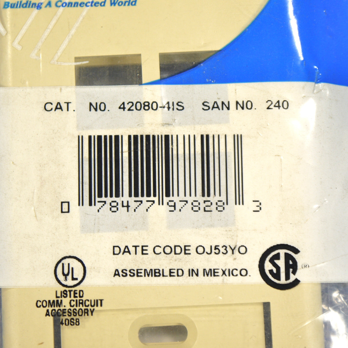 Leviton 42080-4IS Ivory Quickport 4-Port Data Wallplate ID Window Cover