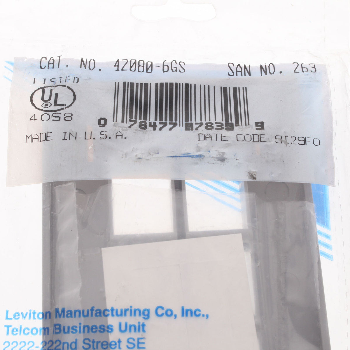 Leviton Gray 1-Gang Quickport 6-Port Data Plastic Wallplate ID Window 42080-6GS