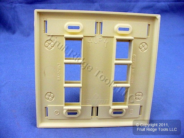 Leviton Ivory Quickport 6-Port ID Window Flush Wallplate 2-Gang Cover 42080-6IP