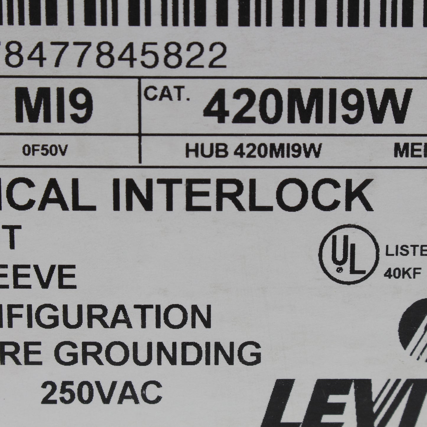 Leviton 420MI9W Mechanical Interlock Non-Fused Pin & Sleeve 20A 3PH 240VAC 10HP