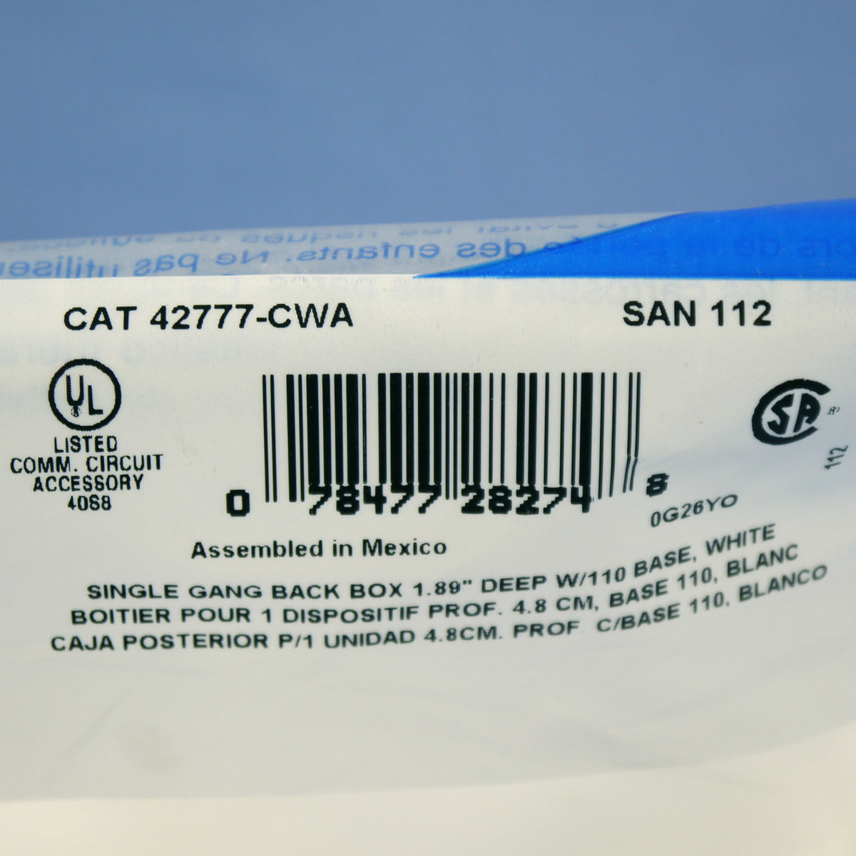 Leviton 42777-CWA White Quickport Surface Mount 1.89" Deep Back Box w/ 110 Base