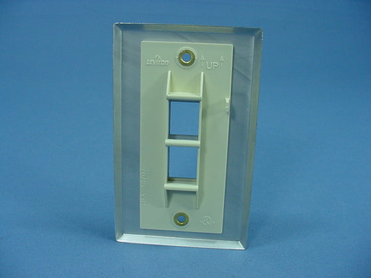Leviton 2-Port Stainless Steel Quickport Jack Wall Plate Box Mount 43080-1S2-320