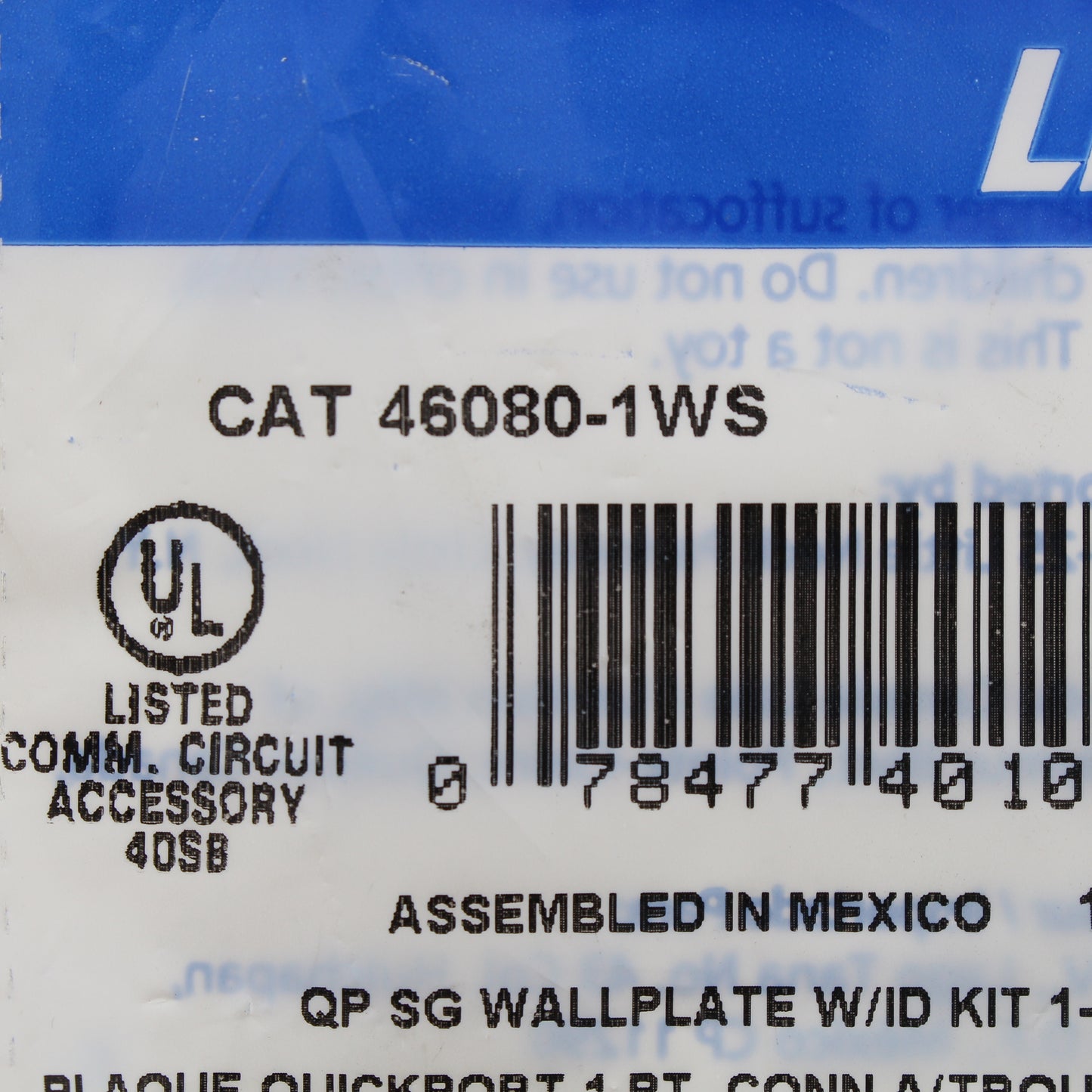 Leviton White Quickport 1-Port Wallplate ID Window 46080-1WS