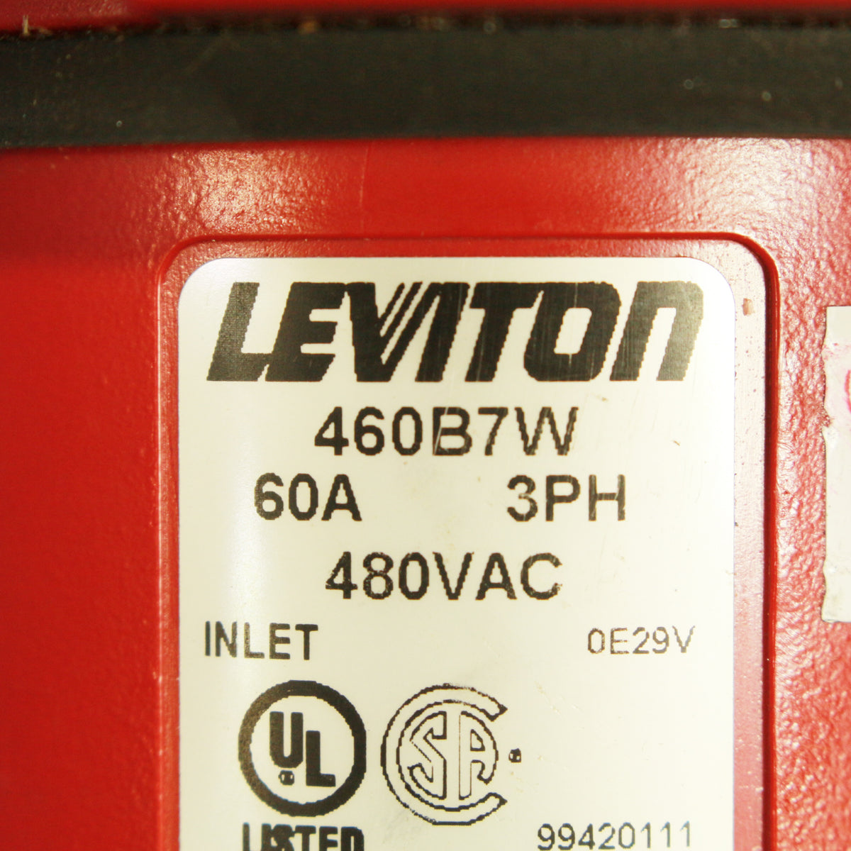 Leviton Scratched Pin & Sleeve Inlet Plug 60A 480V 3Ø Bulk 460B7W