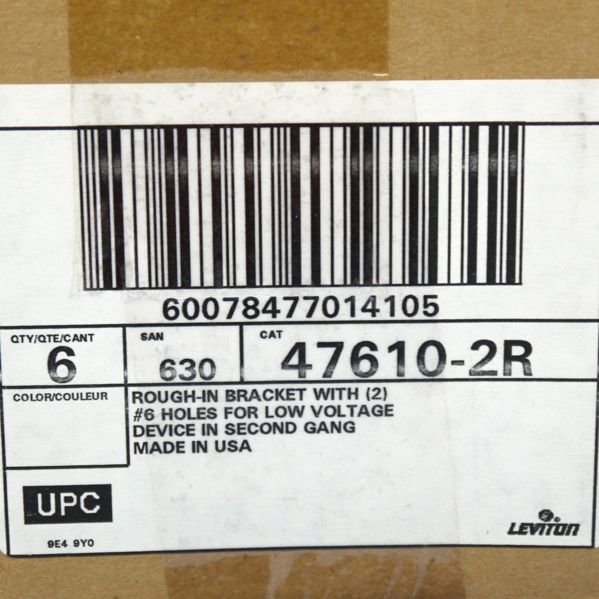 6 Leviton Dual-Gang Rough-In Low Voltage Extension Mounting Brackets 47610-2R