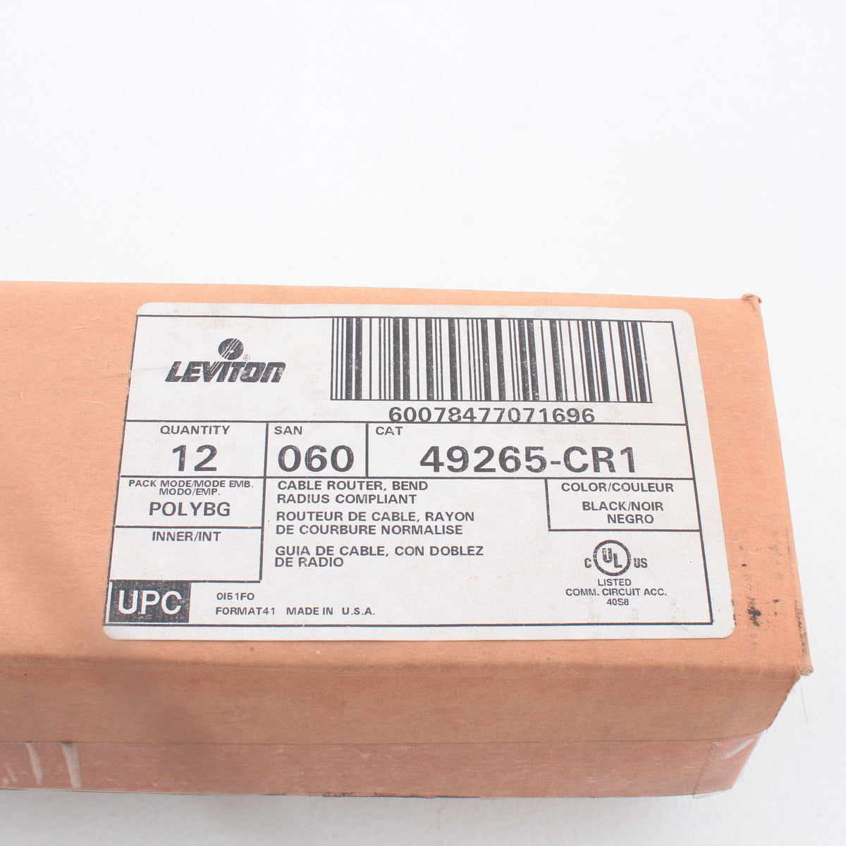 Leviton 49265-CR1 Versi-Duct Patch Cord Bend Radius Organizer Routers 12-Pack