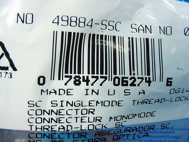 Leviton Blue SC Thread Lock Fiber Optic Connector Single Mode Silicone 49884-SSC