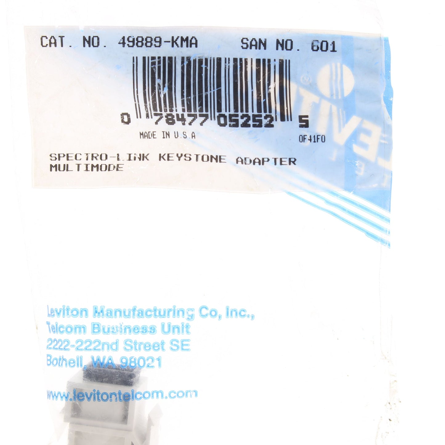 Leviton 49889-KMA Almond Spectro-Link Keystone Fiber Optic Jack Adapter Multimod