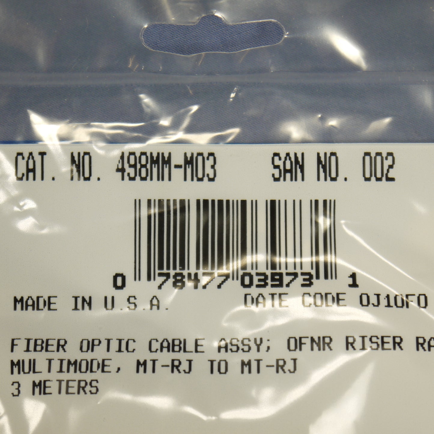 3M Fiber Optic Uplink Multi-Mode Duplex Patch Cable Cord MT-RJ MT-RJ 498MM-M03