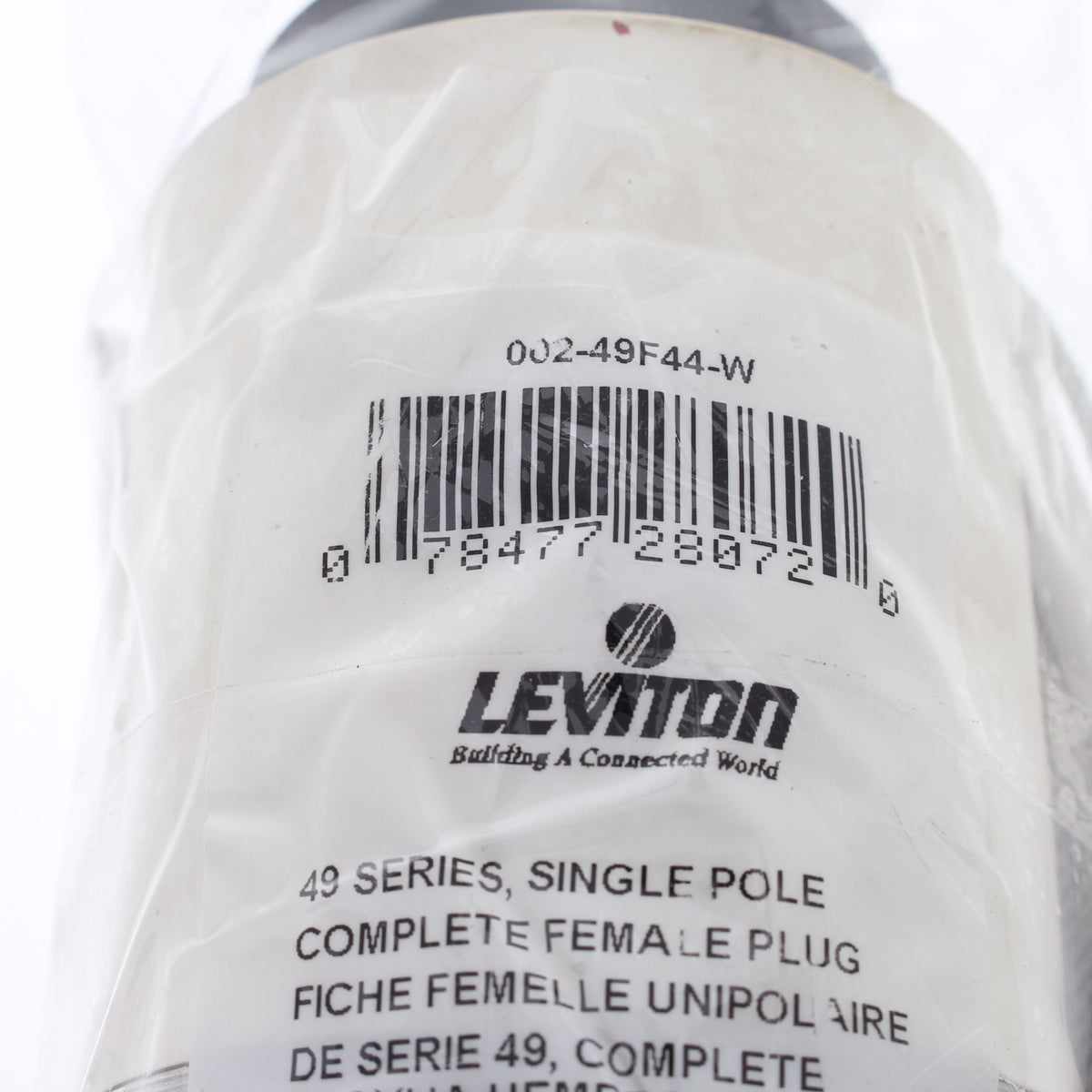 Leviton White Rhino-Hide Female Plug 49 Series 444 MCM Single Pole 796A 49F44-W